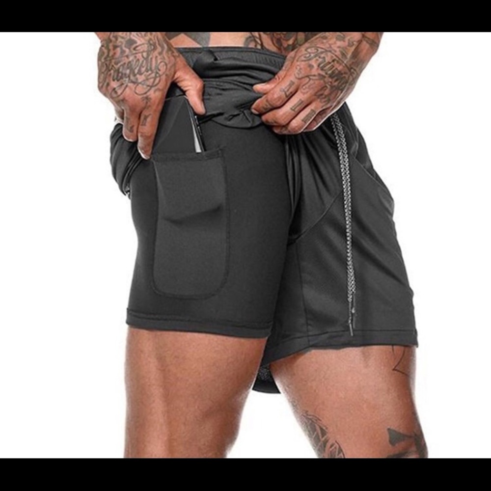 Gym shorts Mens 3 in 1 Workout Shorts